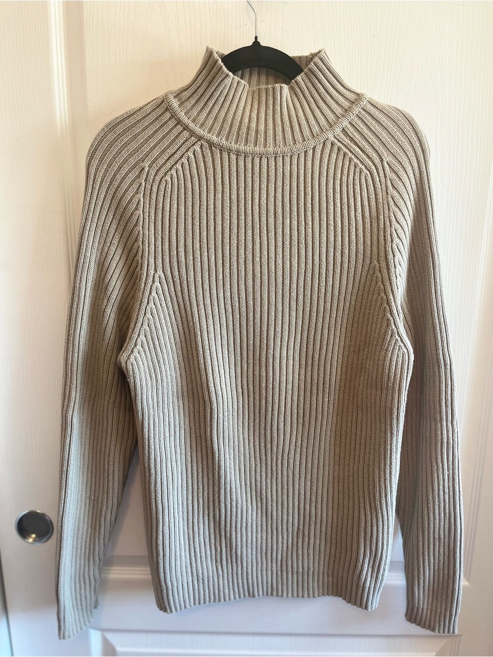 ALFANI Ribbed Mock Neck Sweater - Taupe 100% Cotton Size L